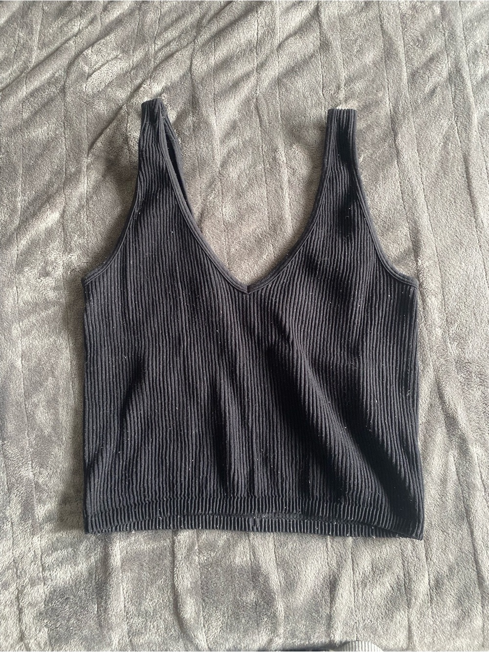 Black Ribbed V-Neck Women’s Tank Top